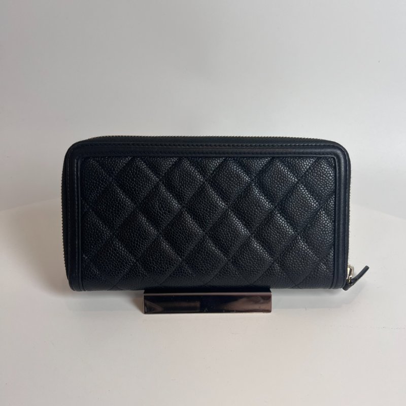 CHANEL CC filigreeㄇ拉長夾荔枝黑26開-1