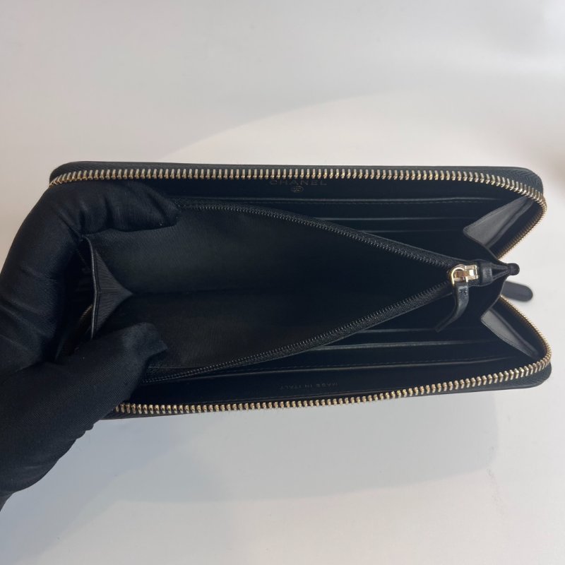 CHANEL CC filigreeㄇ拉長夾荔枝黑26開-4