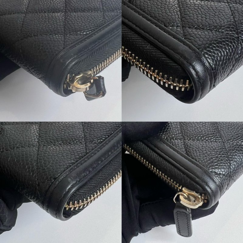 CHANEL CC filigreeㄇ拉長夾荔枝黑26開-6