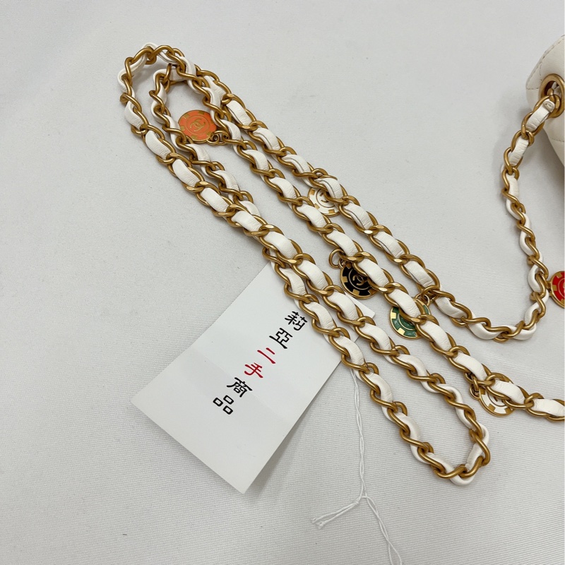 莉亞精品♡Chanel AS3737 彩色勳章金幣白方胖 二手-19