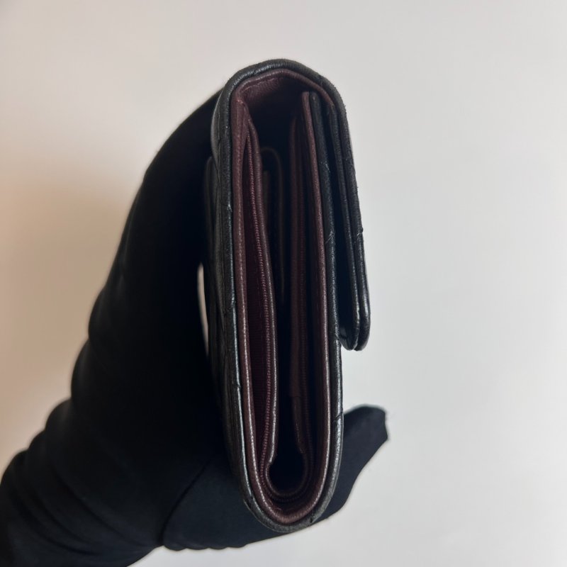 CHANEL CF三折長夾羊皮黑22開-2