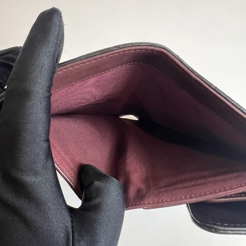 CHANEL CF三折長夾羊皮黑22開-6