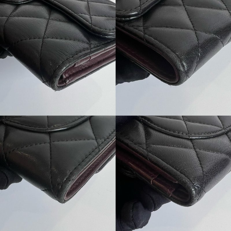 CHANEL CF三折長夾羊皮黑22開-10