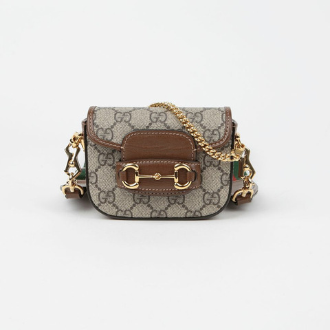 GUCCI 馬關扣 1955 織帶皮夾單肩斜背包 699760