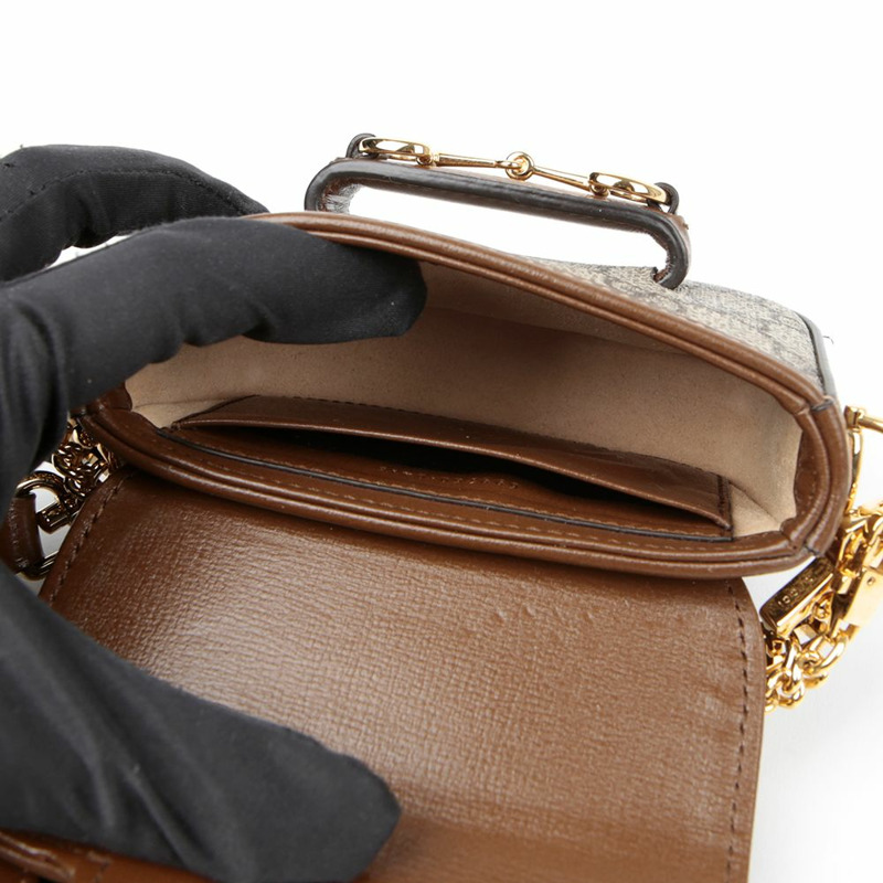 【包稅】GUCCI 馬關扣 1955 織帶皮夾單肩斜背包 699760-7