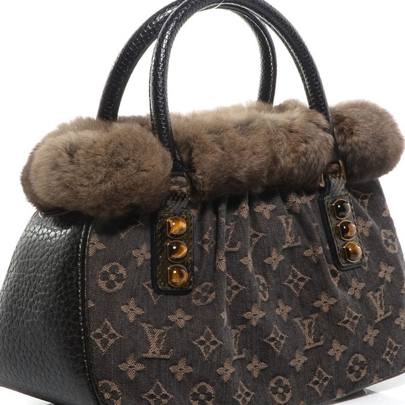 7成新 二手 Louis Vuitton Limited Edition Denim Chinchilla Trapez PM Bag (思英grbr)-0