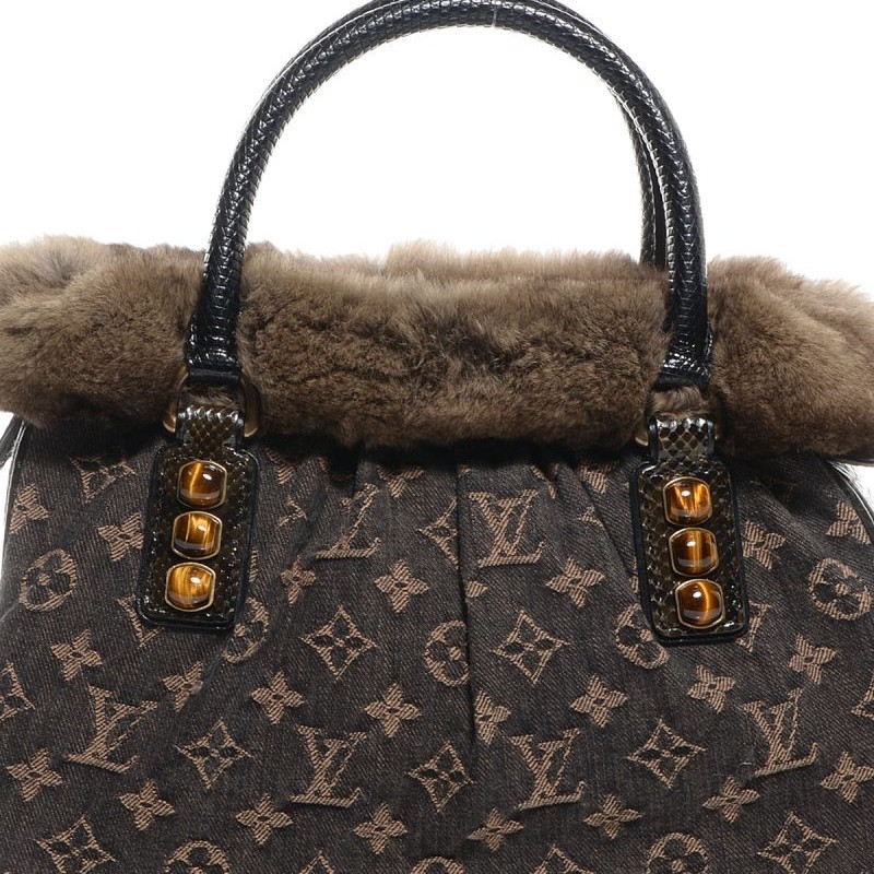 7成新 二手 Louis Vuitton Limited Edition Denim Chinchilla Trapez PM Bag (思英grbr)-7