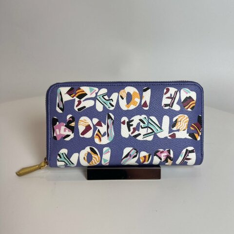 FENDI 紫色印花ㄇ拉長夾