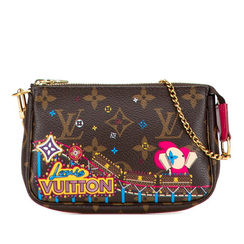 Louis Vuitton Monogram Mini Pochette Accessoires Holiday Pouch M69752 棕色皮革 女款 LOUIS VUITTON-0