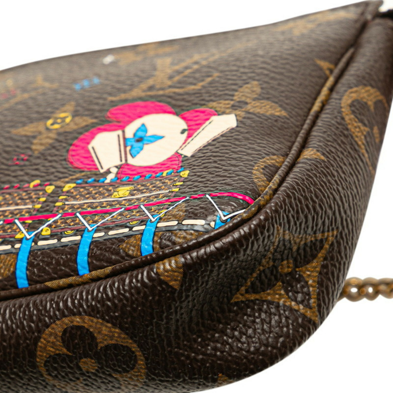Louis Vuitton Monogram Mini Pochette Accessoires Holiday Pouch M69752 棕色皮革 女款 LOUIS VUITTON-4