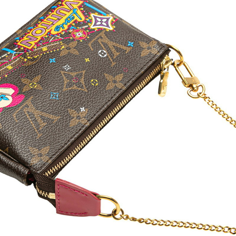 Louis Vuitton Monogram Mini Pochette Accessoires Holiday Pouch M69752 棕色皮革 女款 LOUIS VUITTON-5
