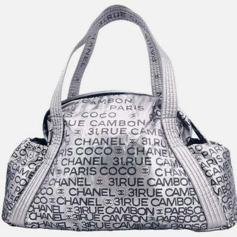 8成新 Chanel Nylon Silver Shoulder Bag