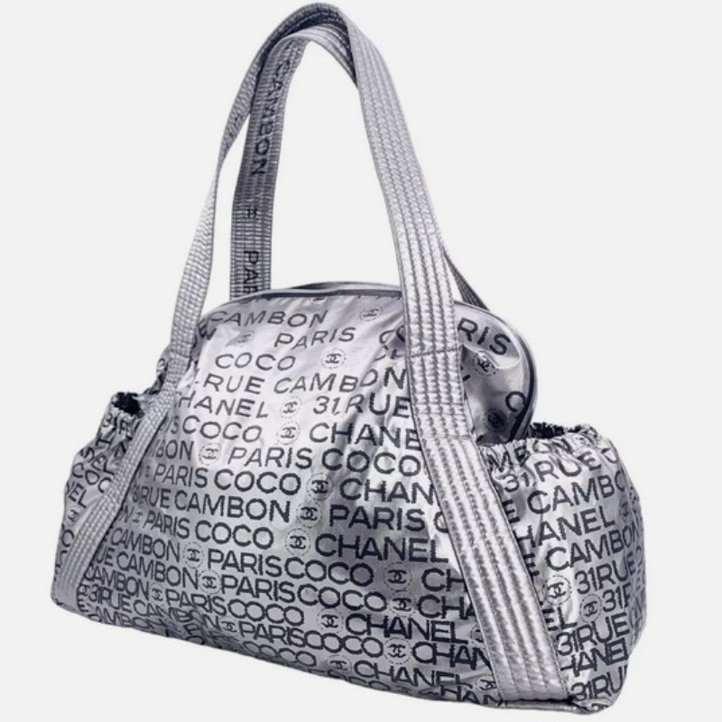 8成新 Chanel Nylon Silver Shoulder Bag-1