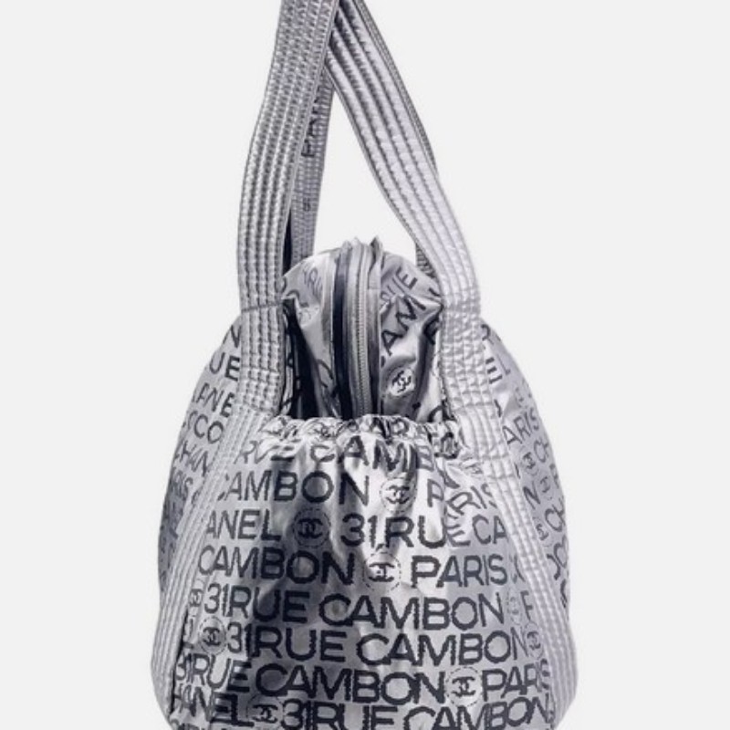 8成新 Chanel Nylon Silver Shoulder Bag-4