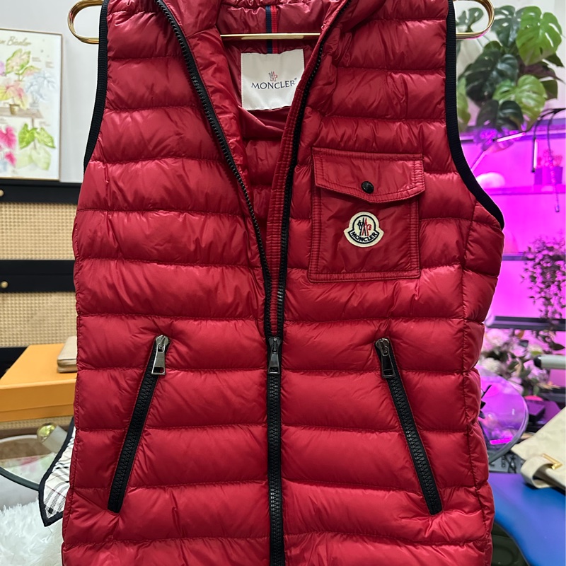 MONCLER 紅色羽絨背心外套(帶帽)-5
