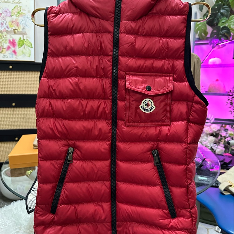 MONCLER 紅色羽絨背心外套(帶帽)-6