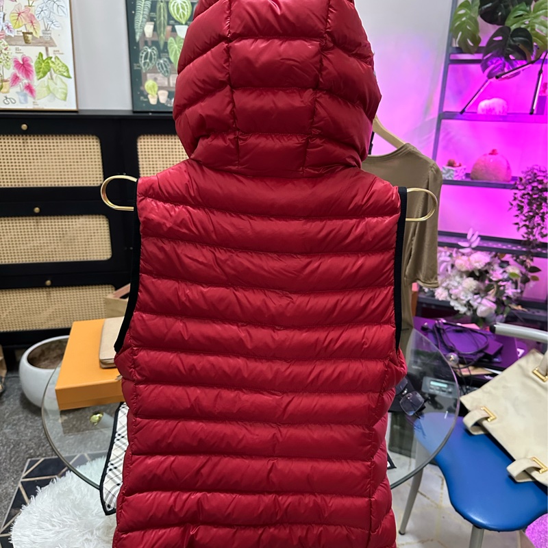 MONCLER 紅色羽絨背心外套(帶帽)-8