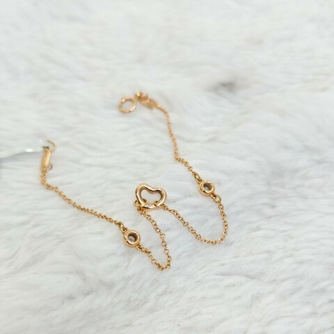 Tiffany 玫瑰金鑲鑽心形手鍊 鏈長18cm