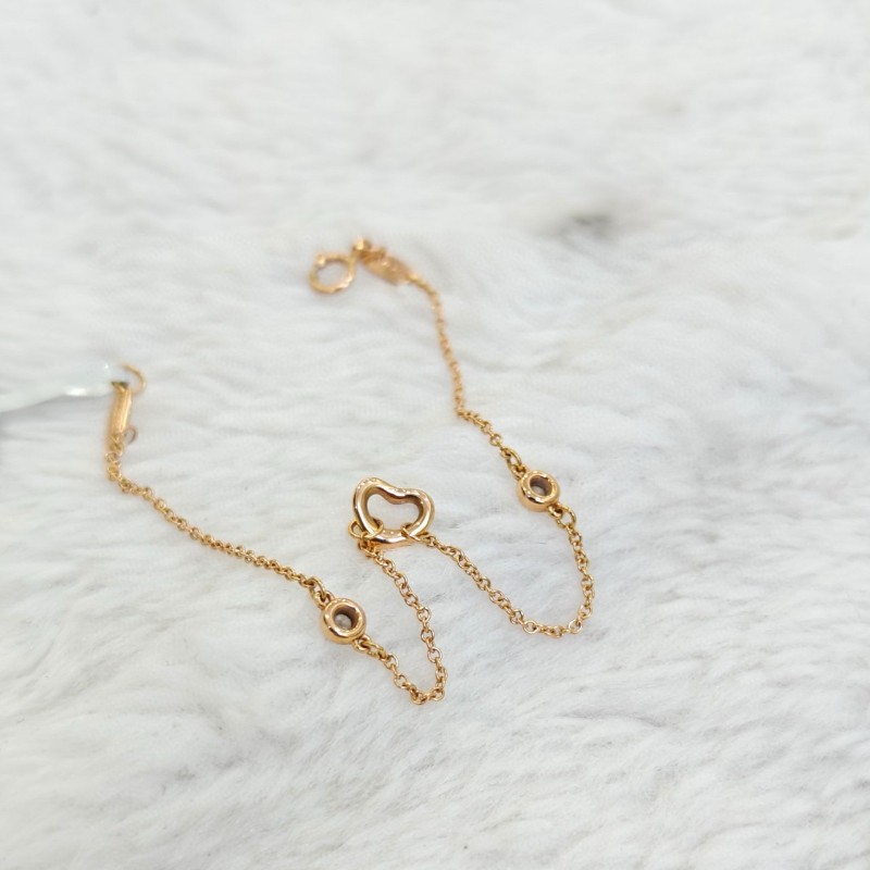 Tiffany 玫瑰金鑲鑽心形手鍊 鏈長18cm-0