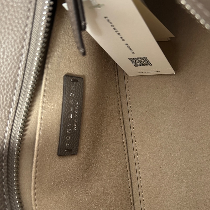 tory burch 灰咖色肩背包 E/W Satchel wild Mus 軟皮-2