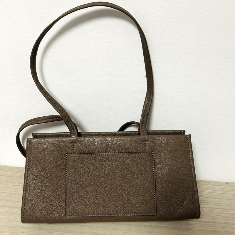 tory burch 灰咖色肩背包 E/W Satchel wild Mus 軟皮-4