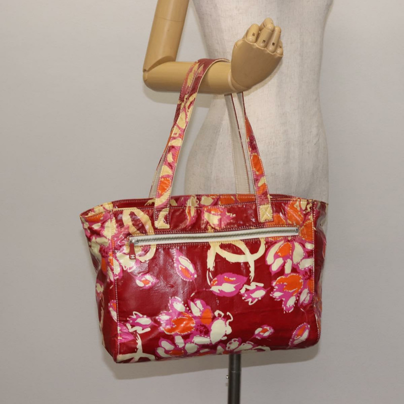 【日本直送】香奈兒夏日托特包乙烯基紅色銀色 CC 正品 143512-22