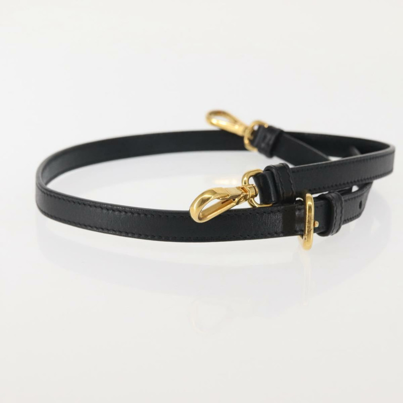 【日本直送】PRADA 可調式肩帶皮革 33.1 英吋 - 37 英吋 黑金色 正品 144352-3