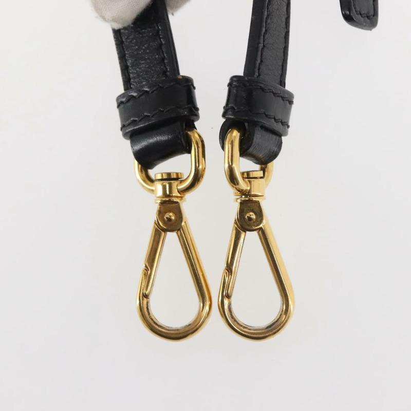 【日本直送】PRADA 可調式肩帶皮革 33.1 英吋 - 37 英吋 黑金色 正品 144352-6