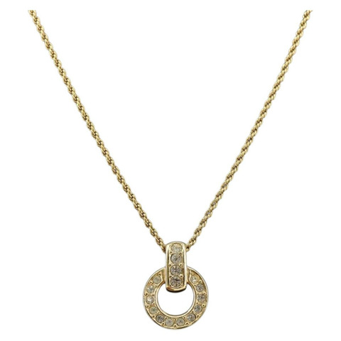 Christian Dior 圓形水鑽項鍊 金屬 金色 正品 146050