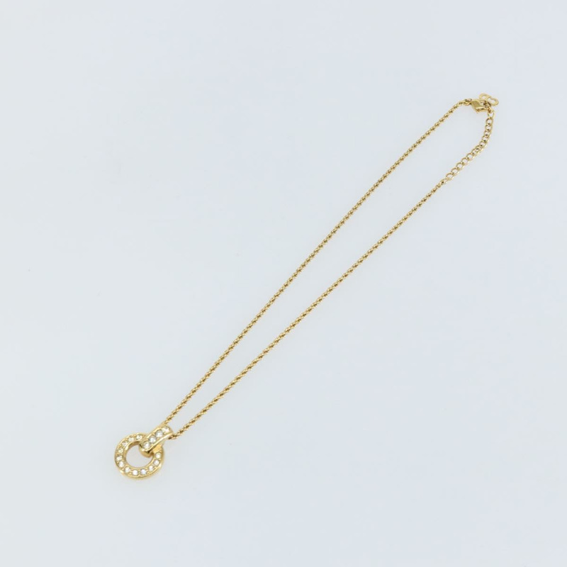 【日本直送】Christian Dior 圓形水鑽項鍊 金屬 金色 正品 146050-1