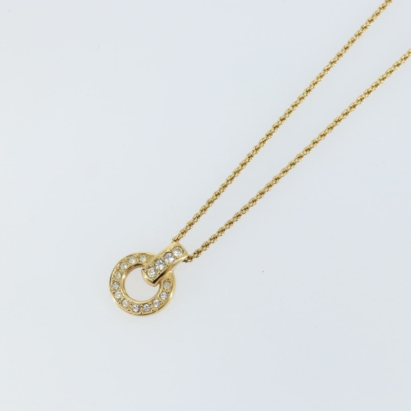 【日本直送】Christian Dior 圓形水鑽項鍊 金屬 金色 正品 146050-2