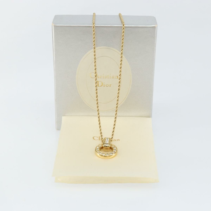 【日本直送】Christian Dior 圓形水鑽項鍊 金屬 金色 正品 146050-10