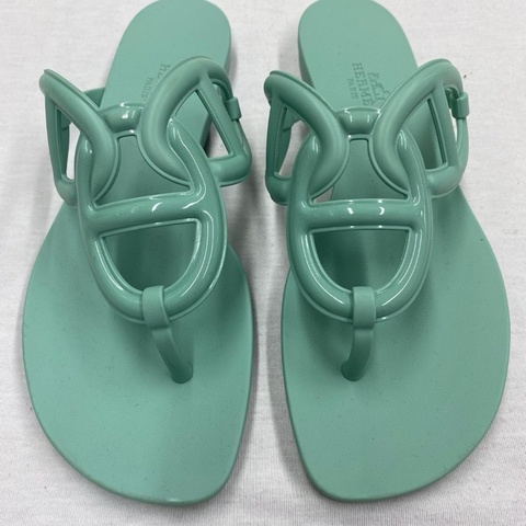 Hermes 小豬拖鞋閒置品绿色
