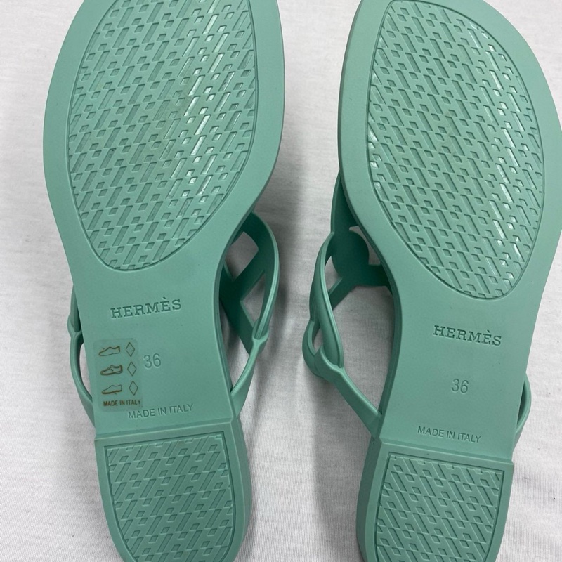 Hermes 小豬拖鞋閒置品绿色-2