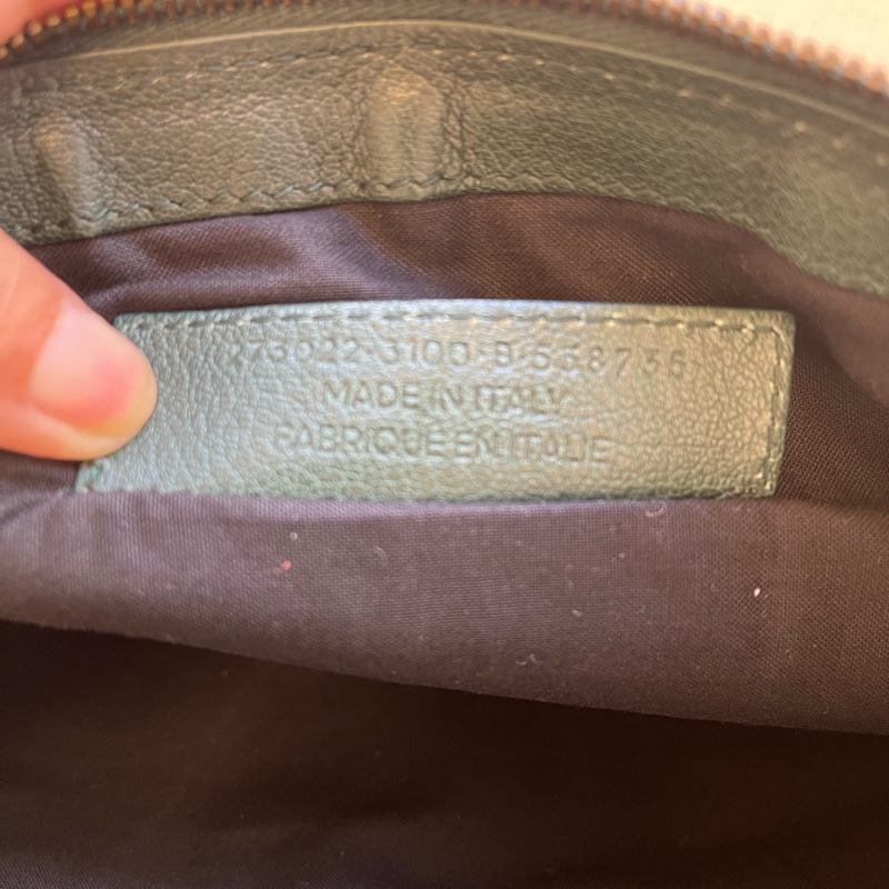 Balenciaga/巴黎世家 墨綠色鉚釘手拿包 機車包 腋下包-6