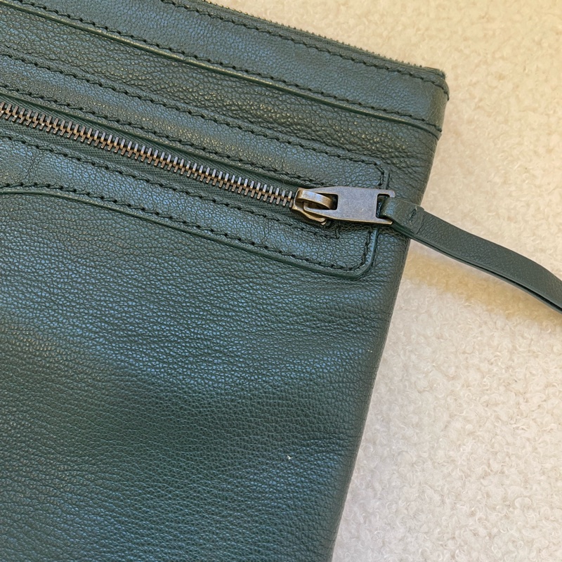Balenciaga/巴黎世家 墨綠色鉚釘手拿包 機車包 腋下包-12