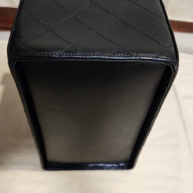 chanel 老香黑金化妝箱手提肩背包-3