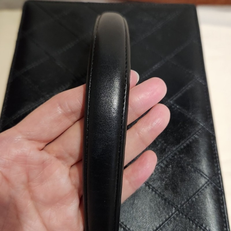 chanel 老香黑金化妝箱手提肩背包-5