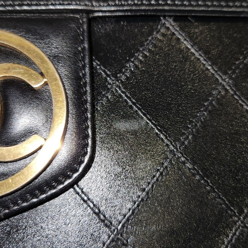 chanel 老香黑金化妝箱手提肩背包-11