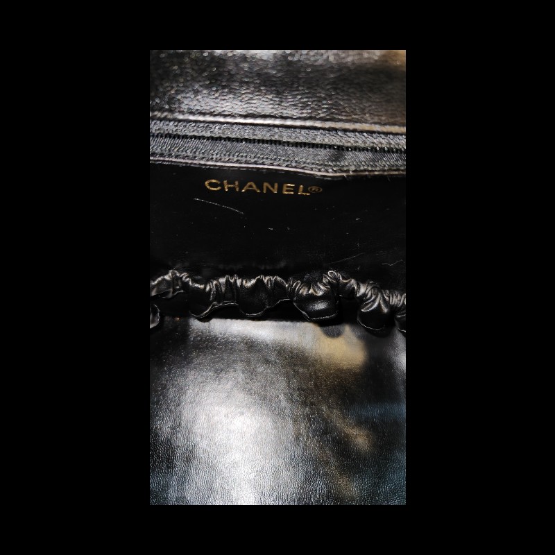 chanel 老香黑金化妝箱手提肩背包-15