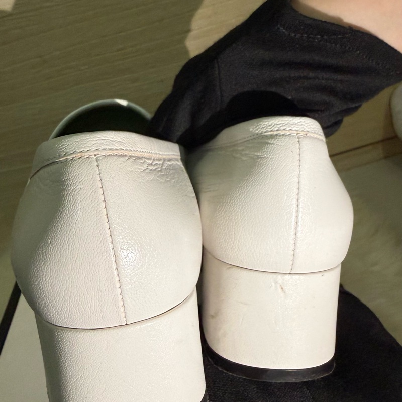 ✨ 閒置 出清 Gucci 白色 厚底 樂福鞋 金馬銜扣 真皮 女鞋 經典 義大利 精品 GUCCI 方頭 高跟鞋-5