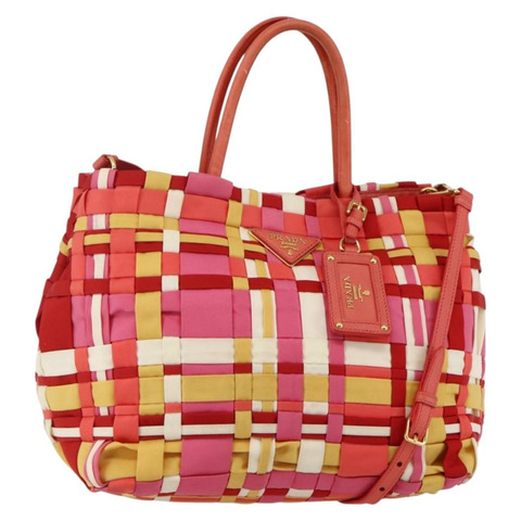 PRADA 手提包 尼龍 2 向 多色 金色 正品 kk565