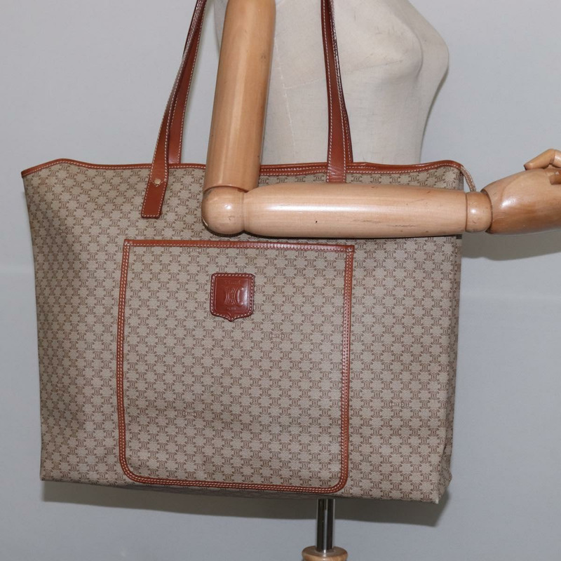 【日本直送】CELINE Macadam 帆布肩背包 PVC 米色金色 正品 144633-20