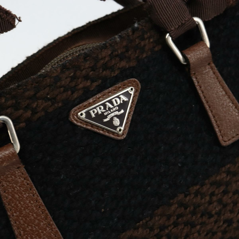 【日本直送】PRADA 手提包 羊毛 銀棕色 正品 145165-17