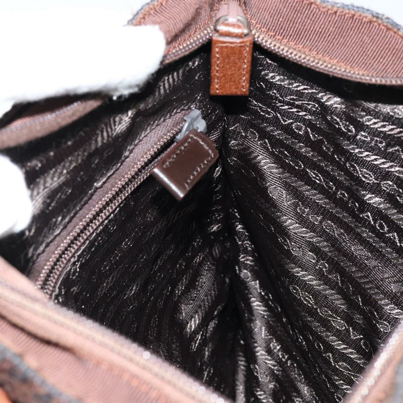 【日本直送】PRADA 手提包 羊毛 銀棕色 正品 145165-19