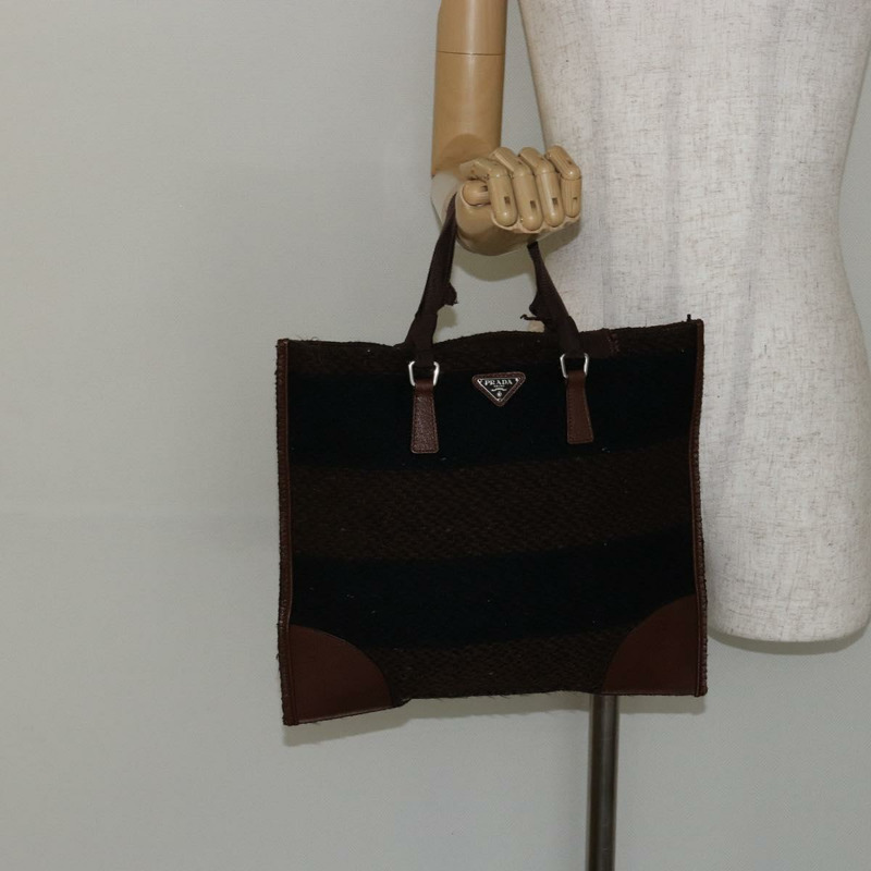 【日本直送】PRADA 手提包 羊毛 銀棕色 正品 145165-22