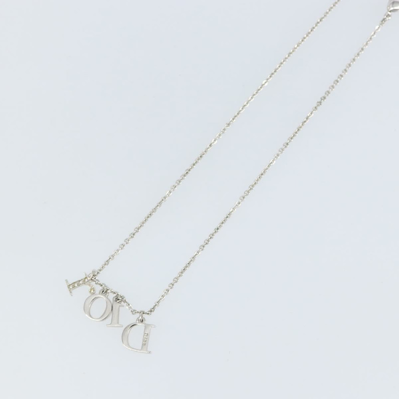 【日本直送】Christian Dior 首字母吊墜項鍊 金屬 銀色 正品 146063-9