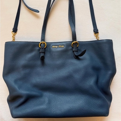 Miumiu肩背兩用包 牛皮 附保卡 附可拆斜背帶