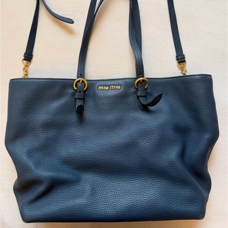 Miumiu肩背兩用包 牛皮 附保卡 附可拆斜背帶-0