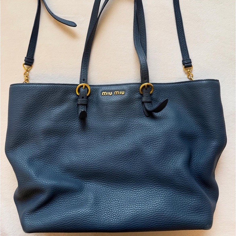 Miumiu肩背兩用包 牛皮 附保卡 附可拆斜背帶-6